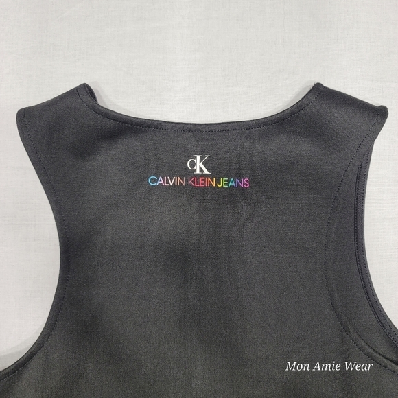 Calvin Klein Jeans PRIDE MILANO Under Bust Cut-Out Jersey Dress Size Small Black - Picture 5 of 5